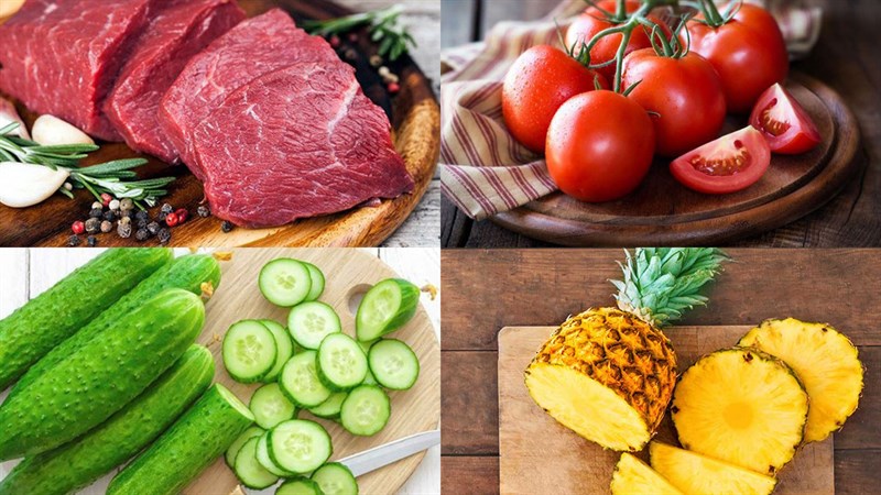 Nguyên liệu món ăn salad trái thơm thịt bò sốt mayonnaise