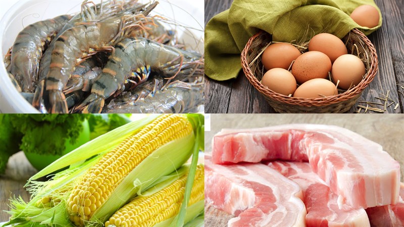 Nguyên liệu món ăn súp tôm thịt trứng cút