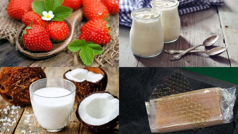 Nguyên liệu món ăn bánh pudding dâu