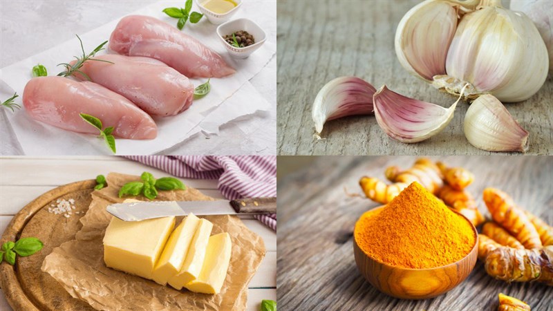 Nguyên liệu món ăn khô gà bơ tỏi
