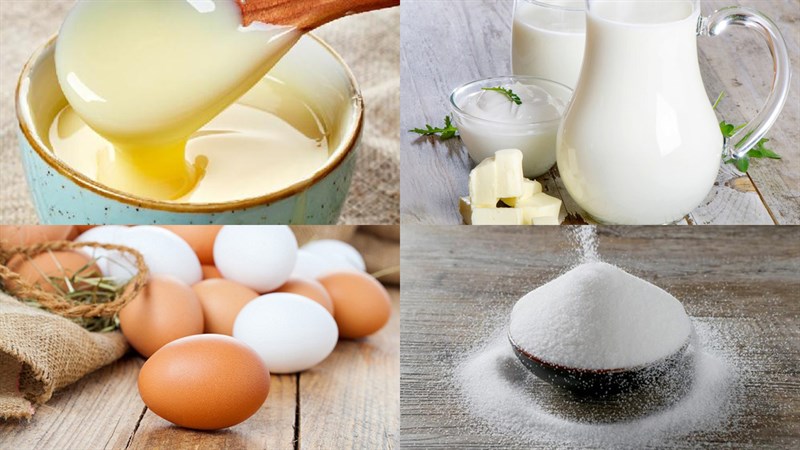 Nguyên liệu món ăn bánh flan bằng nồi chiên không dầu