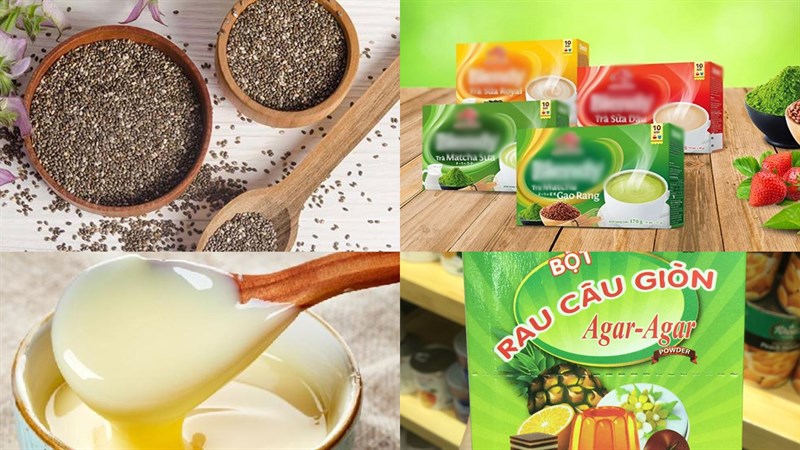 Nguyên liệu món ăn trà sữa thạch kem hạt chia