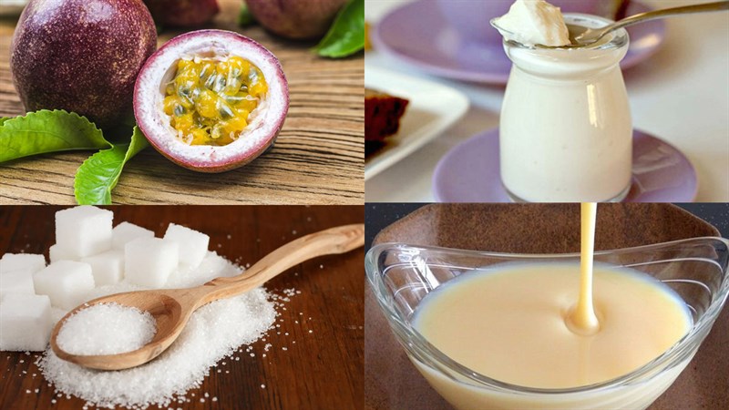 Nguyên liệu món ăn sữa chua chanh dây (chanh leo) hũ, sữa chua chanh dây (chanh leo) bịch