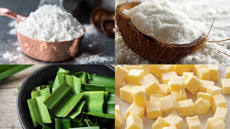 Nguyên liệu món ăn bánh mì cuộn sữa dừa lá dứa