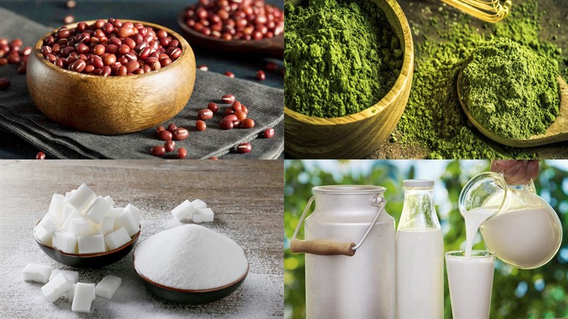 Nguyên liệu món ăn trà sữa matcha đậu đỏ