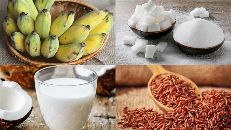 Nguyên liệu món ăn bánh chuối gạo lứt hấp