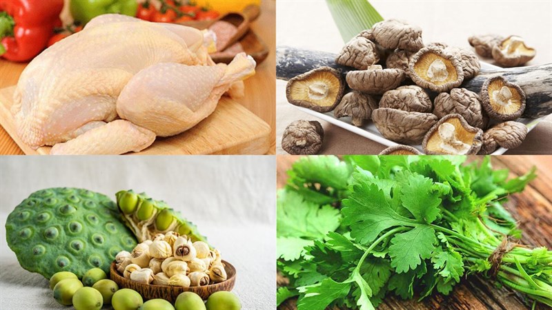 Nguyên liệu món ăn 2 cách nấu canh gà hạt sen và gà hầm hạt sen