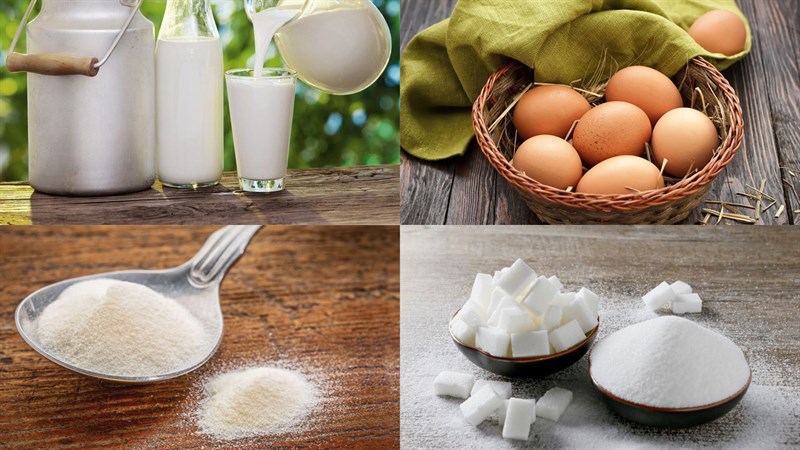 Nguyên liệu món ăn thạch pudding trứng