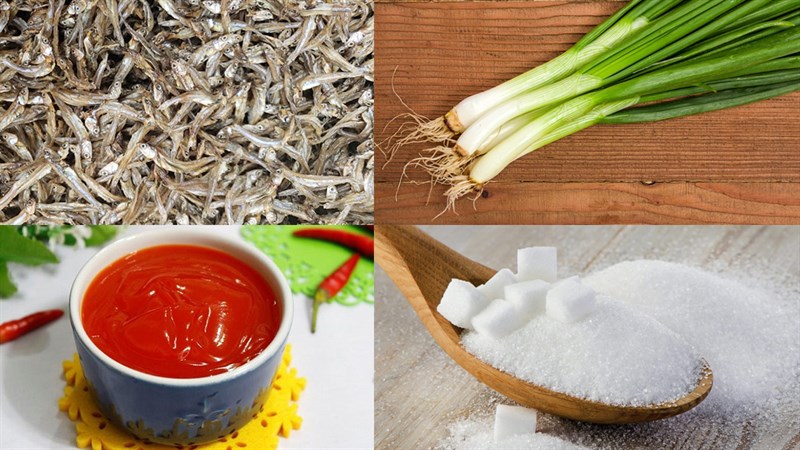 Nguyên liệu món ăn cá cơm khô rim cay