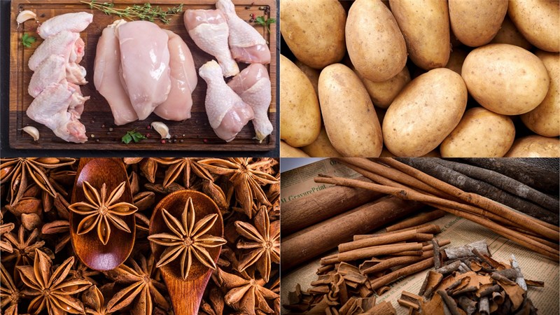 Nguyên liệu món ăn 2 cách làm gà kho khoai tây và củ cải