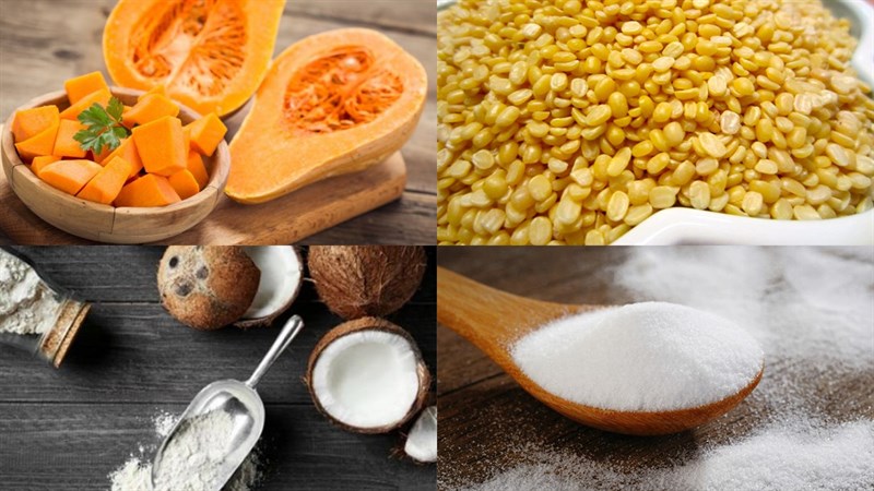 Nguyên liệu món ăn chè bí đỏ bằng nồi cơm điện