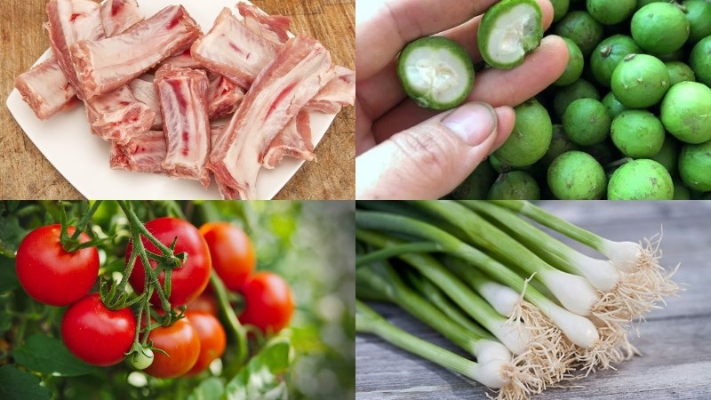 Nguyên liệu món ăn 2 cách làm bún sườn nấu sấu