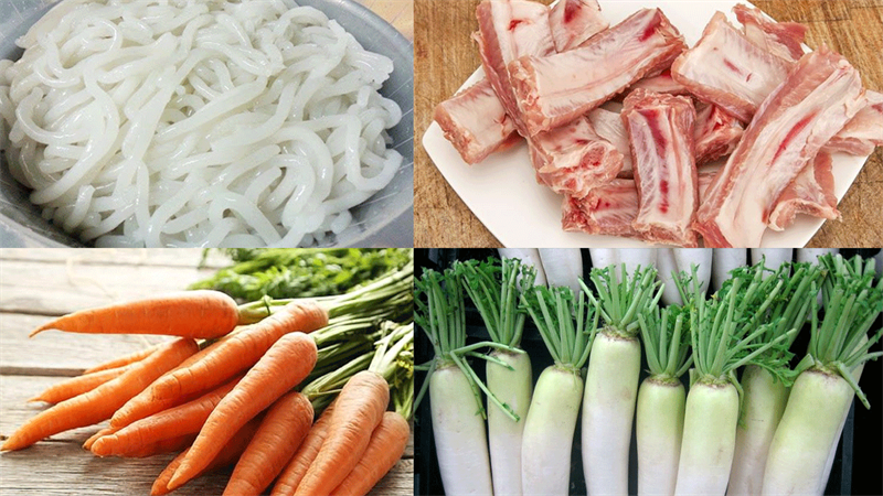 Nguyên liệu món ăn bánh canh sườn heo