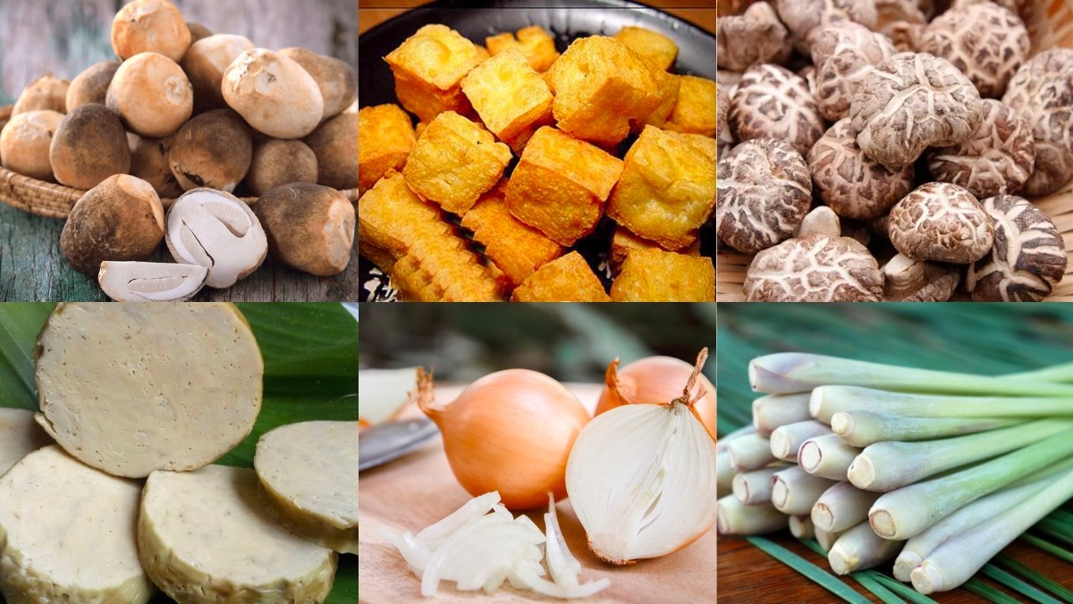 Nguyên liệu món ăn bánh canh nấm chay