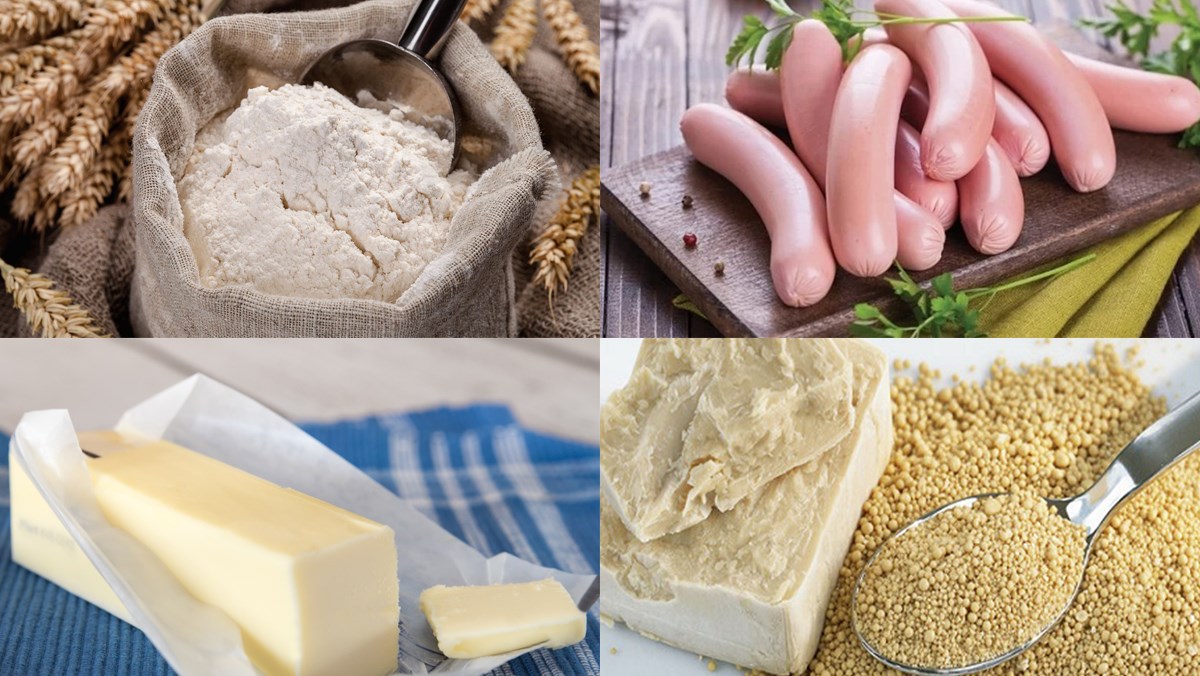 Nguyên liệu món ăn bánh mì cuộn xúc xích