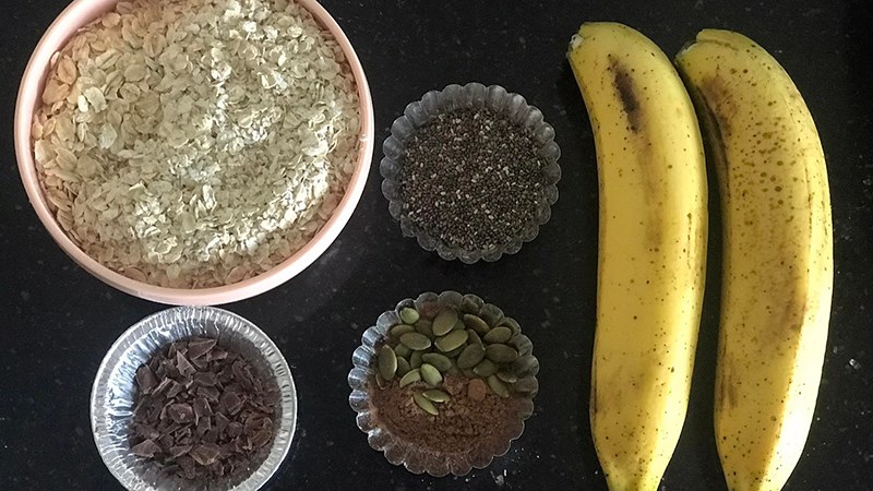 Nguyên liệu món ăn bánh quy cookie yến mạch chuối