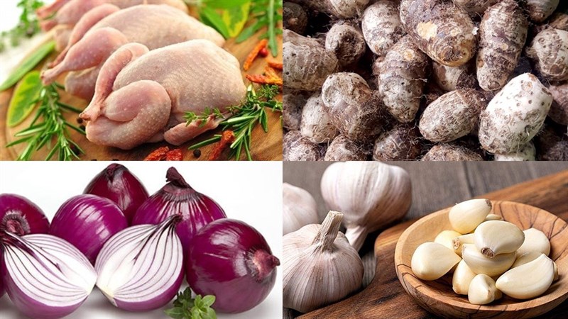 Nguyên liệu món ăn khoai sọ kho thịt