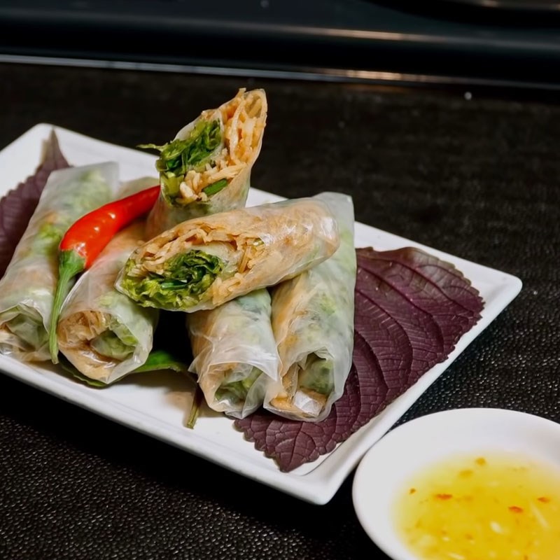 Bước 7 Thành phẩm Bì cuốn chay từ củ cải muối