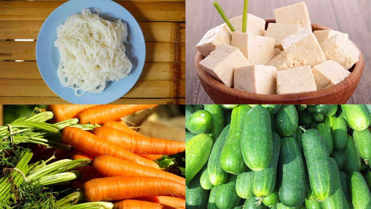 Nguyên liệu món ăn bún chả giò chay
