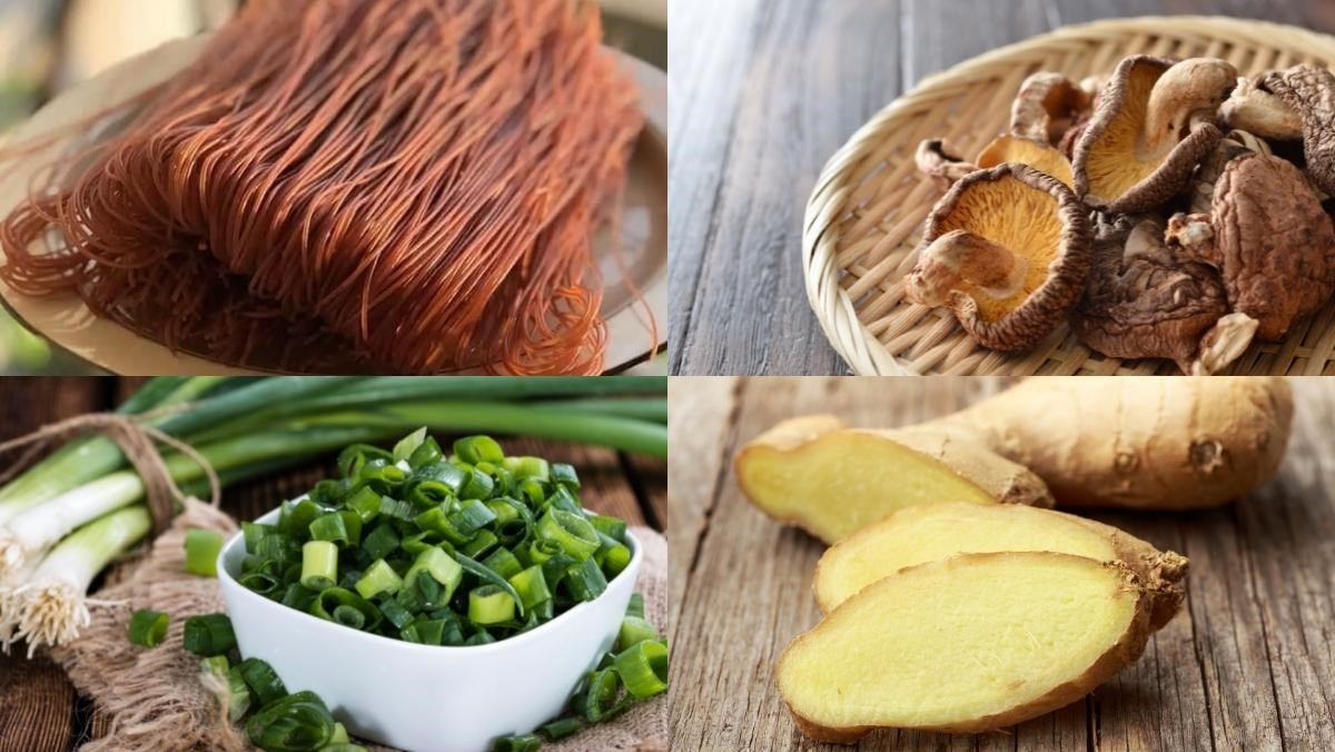 Nguyên liệu món ăn bún gạo lứt trộn chay