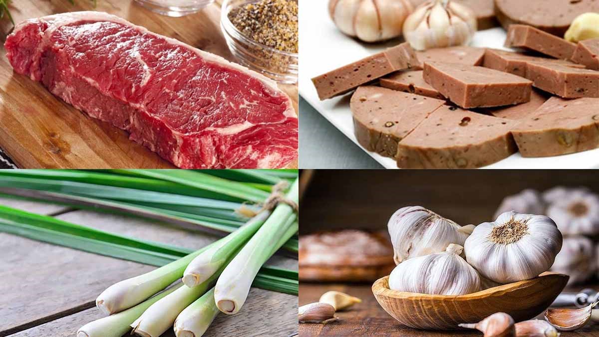 Nguyên liệu món ăn bún nạm bò