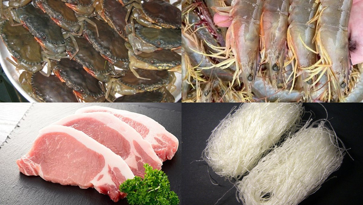 Nguyên liệu món ăn bún nem cua bể