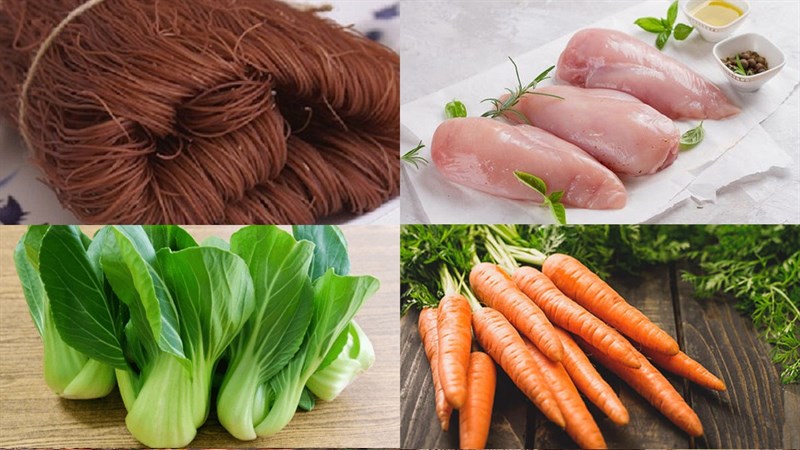 Nguyên liệu món ăn bún gạo lứt xào