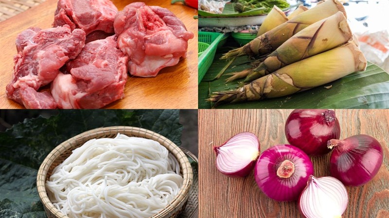 Nguyên liệu món ăn bún măng xương heo