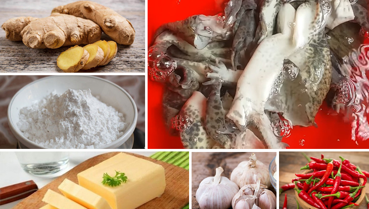 Nguyên liệu món ăn da ếch chiên giòn xóc tỏi ớt