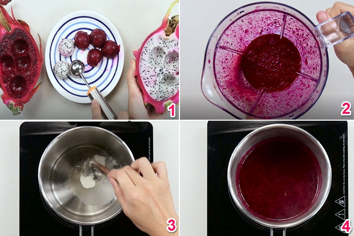 Bước 1 Nấu rau câu Jelly thanh long