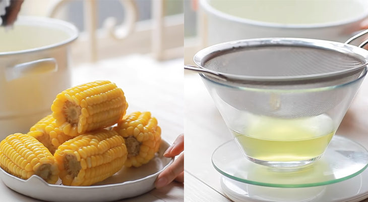 Bước 1 Luộc bắp Mousse trái bắp