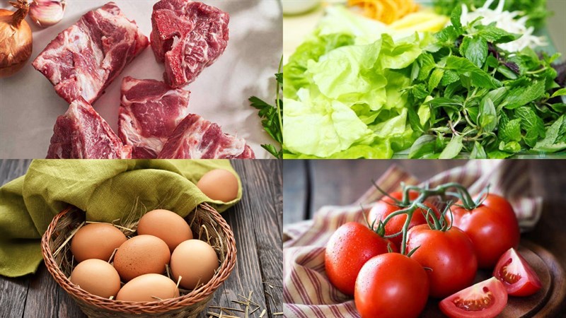 Nguyên liệu món ăn 3 món bún riêu cua đồng