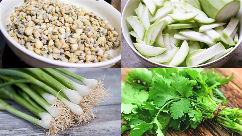 Nguyên liệu món ăn canh bầu nấu hến