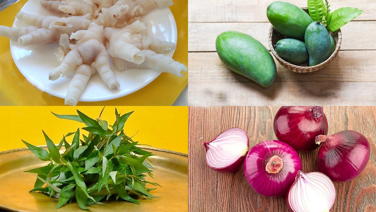 Nguyên liệu món ăn gỏi chân gà rút xương