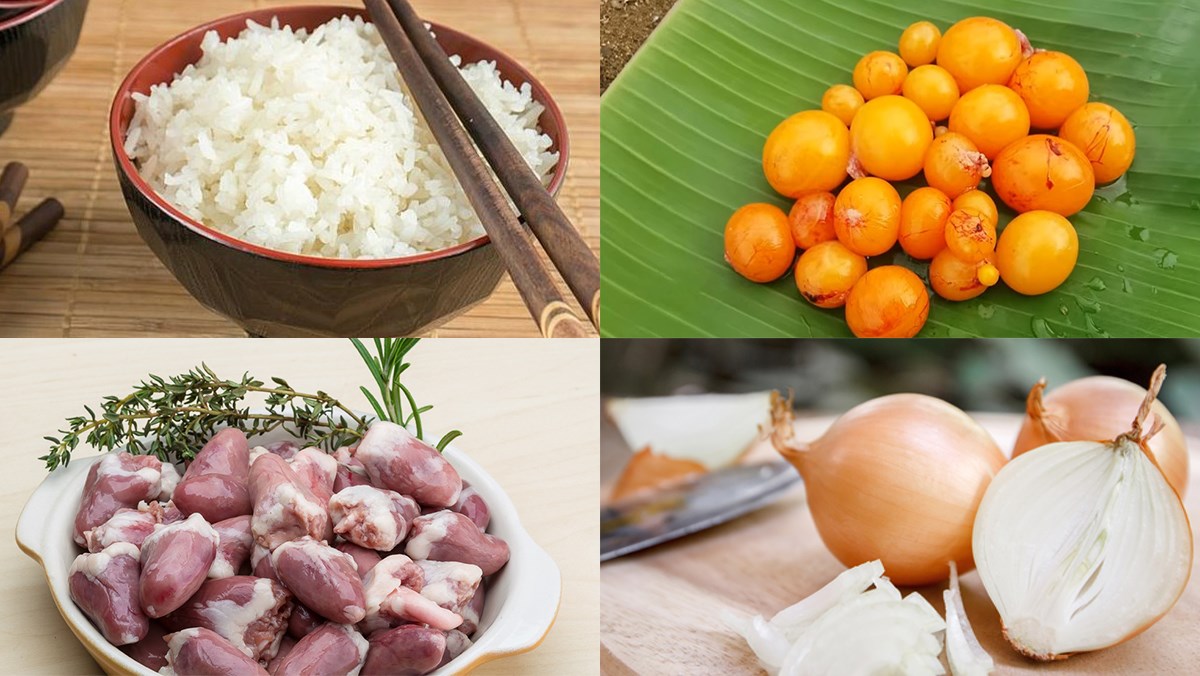 Nguyên liệu món ăn cháo tim gà