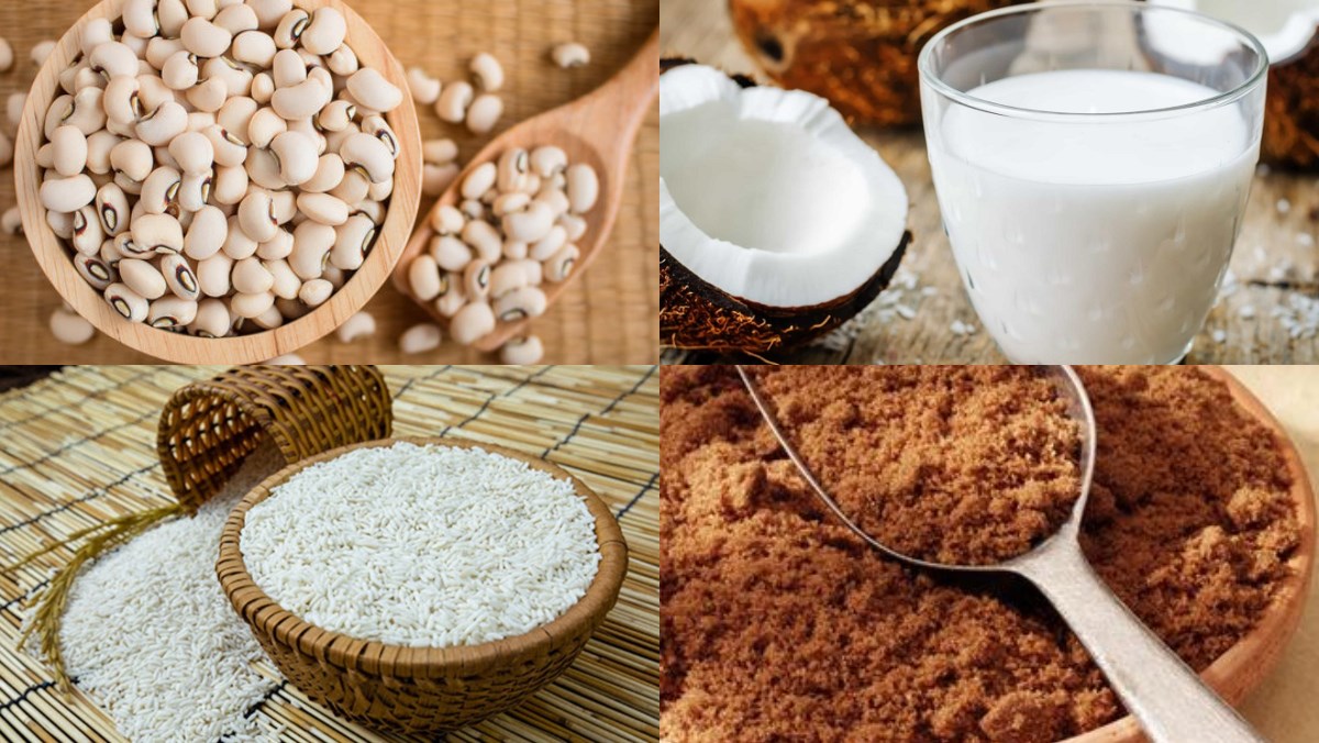 Nguyên liệu món ăn chè đậu trắng bàng nồi cơm điện