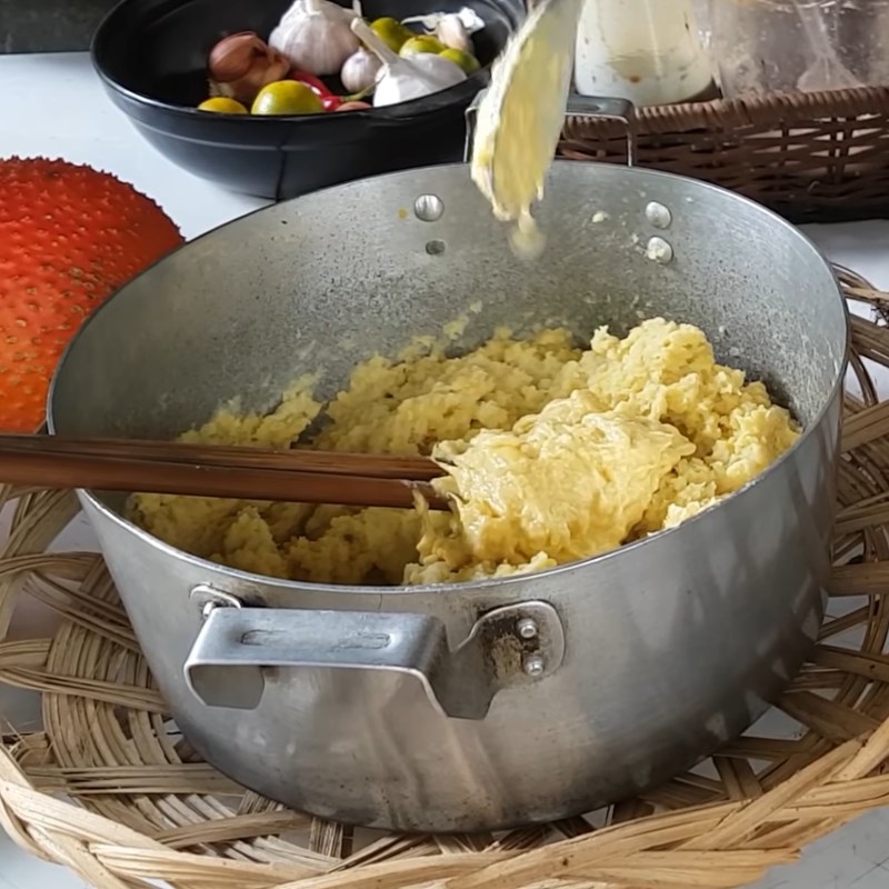 Bước 3 Làm nhân đậu sầu riêng Chè trôi nước gấc nhân sầu riêng