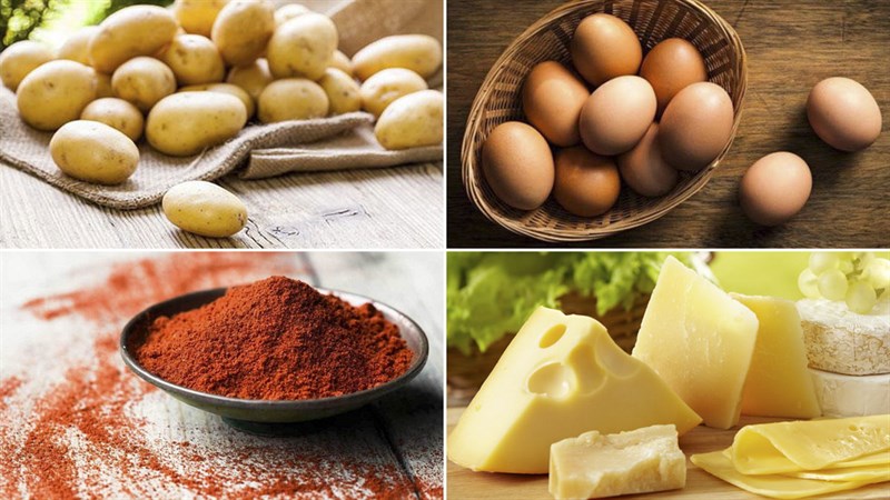 Nguyên liệu món ăn 3 món khoai tây nướng trứng