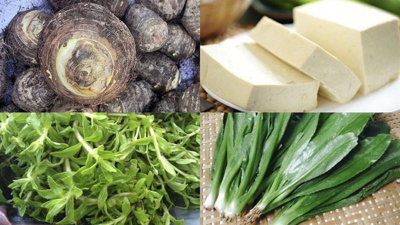Nguyên liệu món ăn canh khoai môn chay