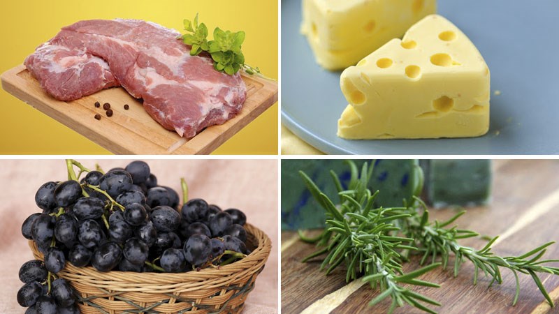 Nguyên liệu món ăn thịt heo cuộn phô mai sốt nho