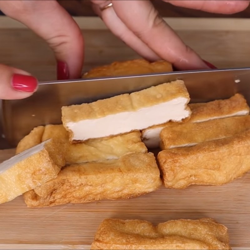 Bước 2 Chiên đậu hũ Phở chay bò lát