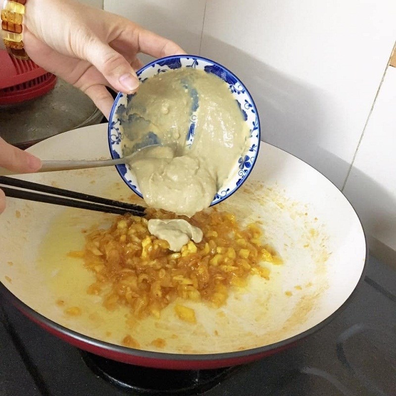 Bước 4 Sên khóm và chiên tàu hủ ky Dưa mắm đu đủ chay