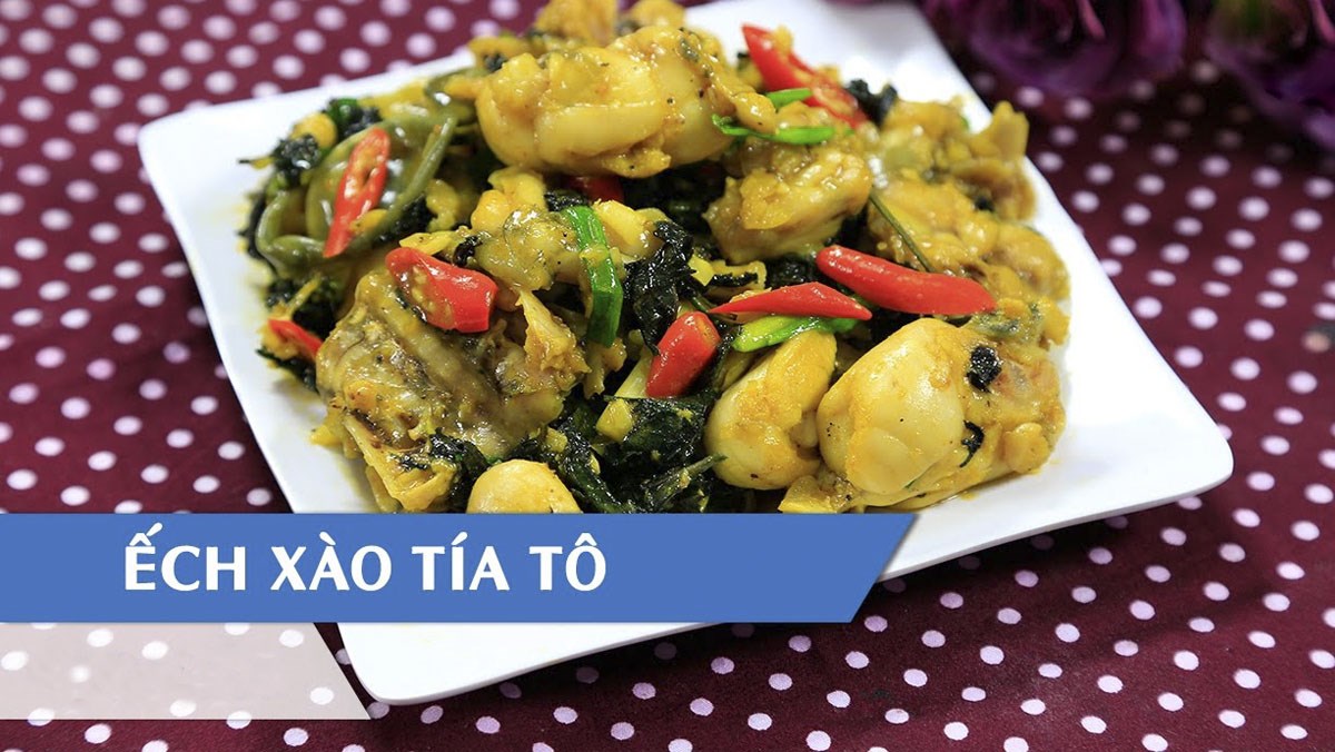 Ếch xào lá tía tô