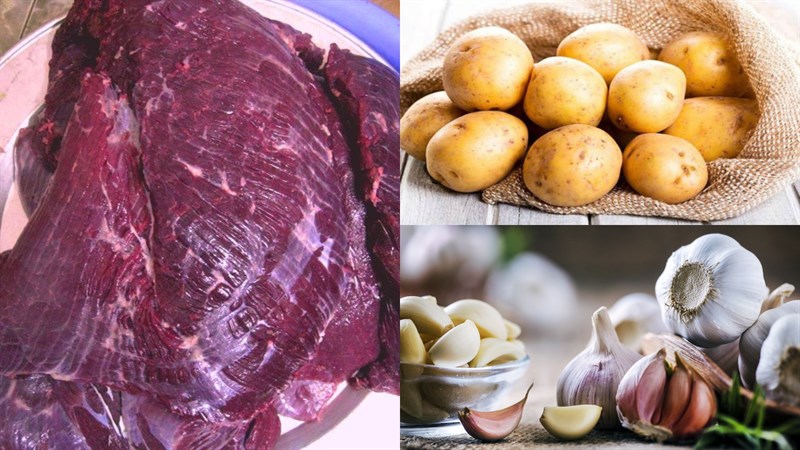 Nguyên liệu món ăn 2 cách làm thịt trâu xào rau ngổ và khoai tây