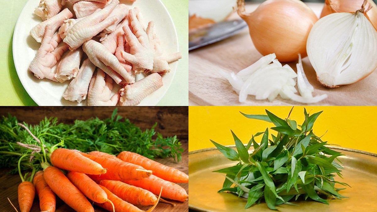 Nguyên liệu món ăn gỏi chân gà rút xương