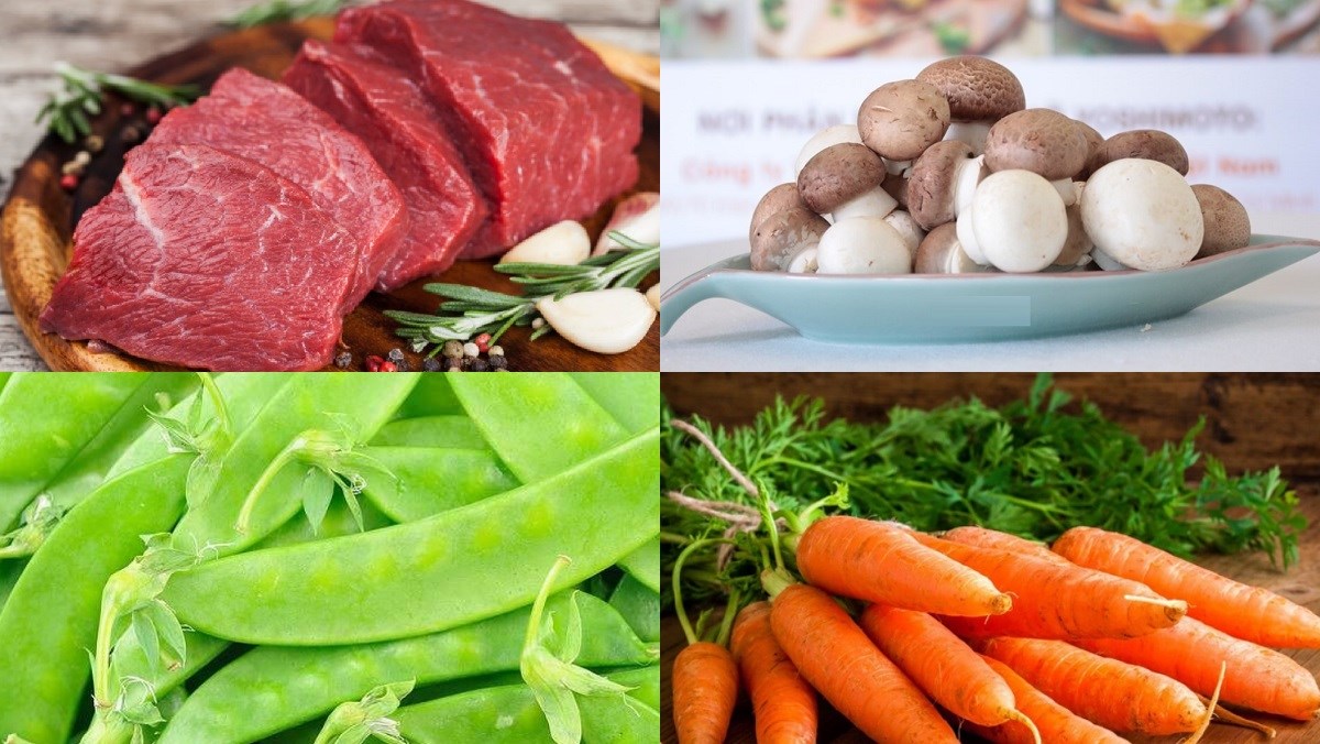 Nguyên liệu món ăn thịt bò xào nấm mỡ