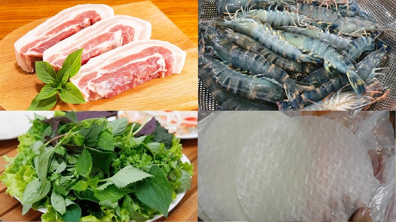 Nguyên liệu món ăn gỏi cuốn tôm thịt