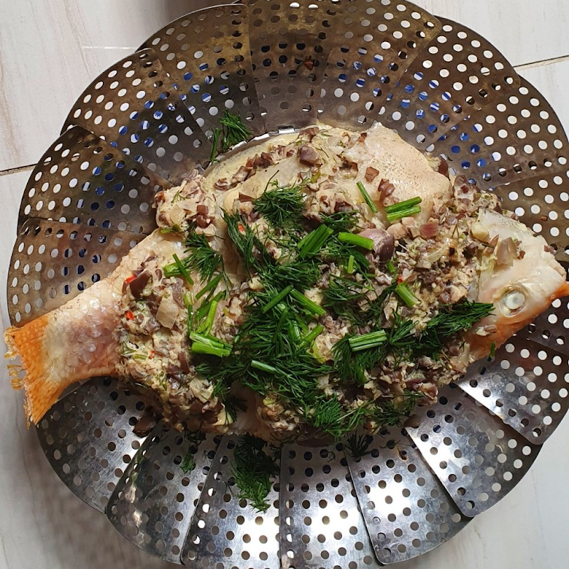 Bước 3 Hấp cá Cá điêu hồng hấp cuốn bánh tráng
