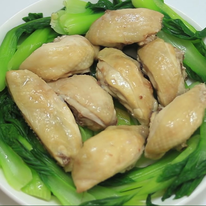 Bước 3 Hấp gà với cải thìa Gà hấp cải thìa