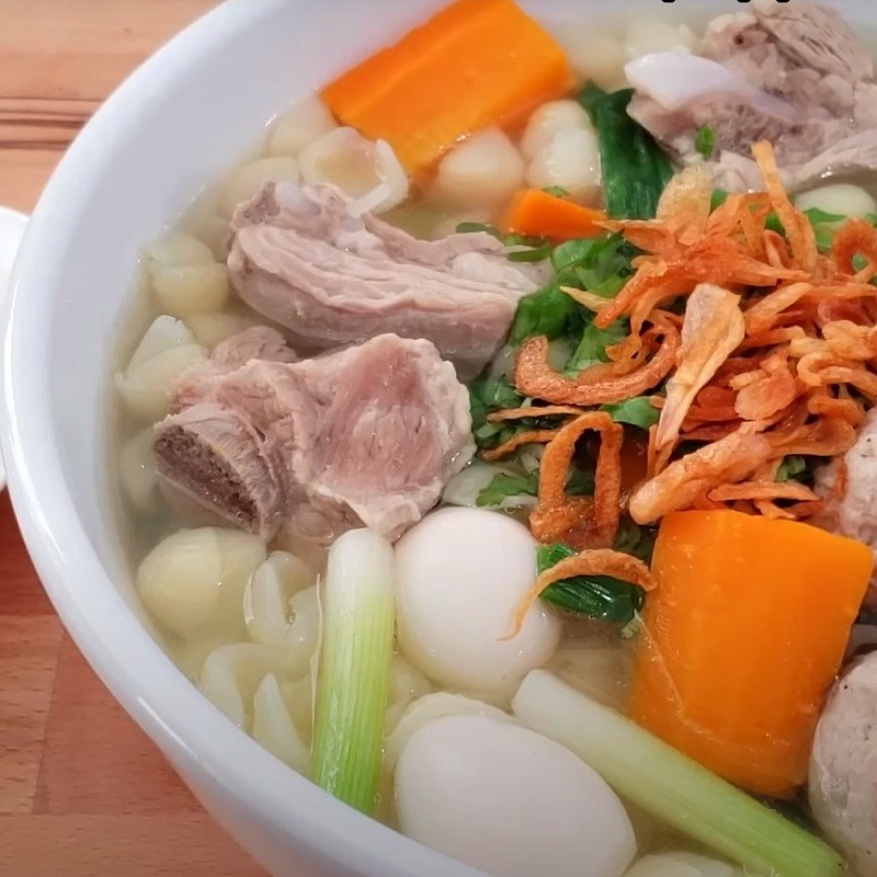 Bước 5 Thành phẩm Nui sườn heo thịt viên